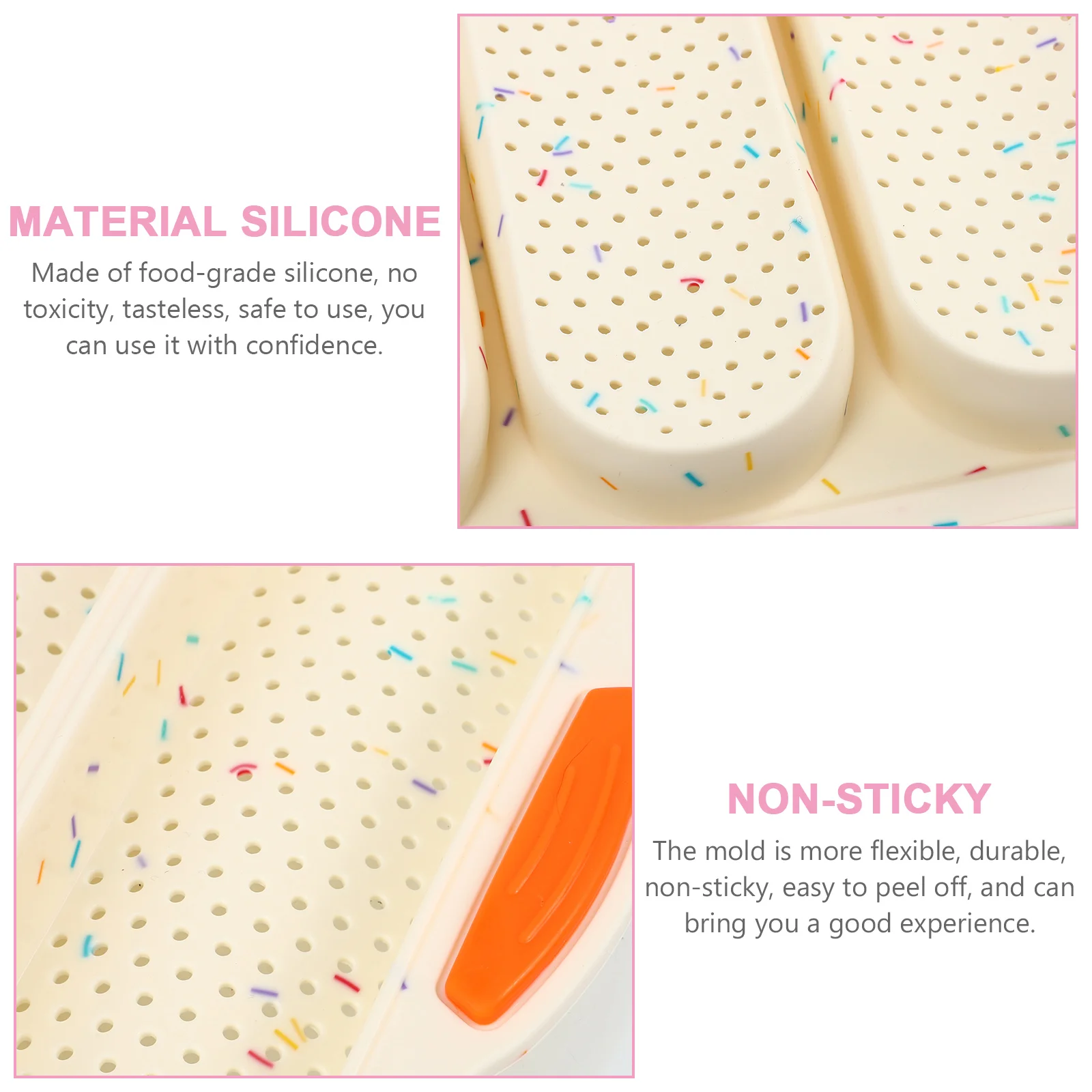 

4 Slot Food Grade Silicone Bread Baking Mold Non-Stick Baguette Pan Flexible Heat Ventilation Multi-Purpose Baking Tray