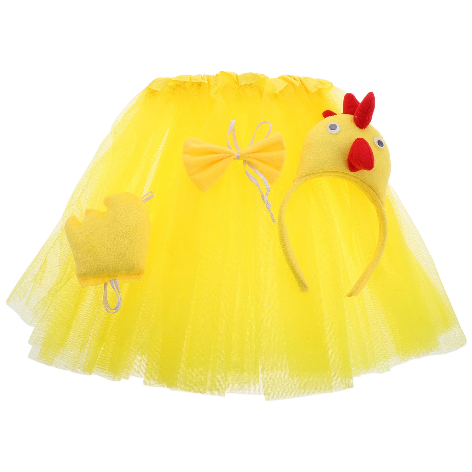 

1Set Rooster Cosplay Set Kids Chicken Costume Headband Bow Tie Tail Tutu Skirt Animal Dress Up for Birthday Halloween Cosplay