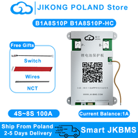 JIKONG Smart BMS B1A8S10P 12V 8S Current 1A Active Balance JKBMS 100A with Heat CAN RS485 BT for Lifepo4 Li-ion Lto Battery BMS