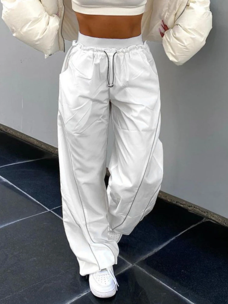 

Artsu Black White Pants Wide Leg Elastic High Waist Trousers Y2k Clothing Sweatpants Women Baggy Streetwear Sports Loose Pants