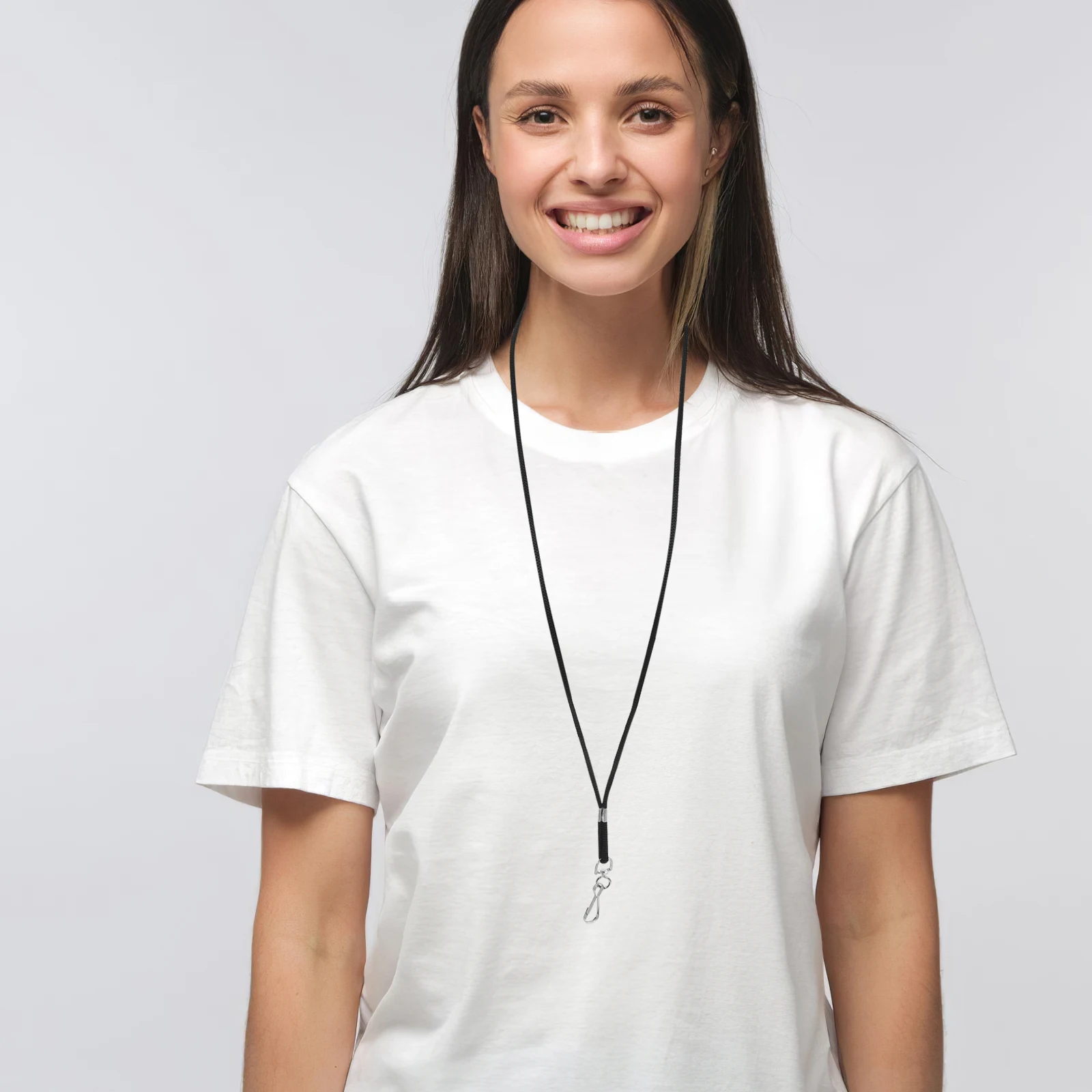 

100pcs Black Id Badge Lanyards Non-Breakaway Neck Strap With Clip For Id Cards Name Tags School Office Factory Work