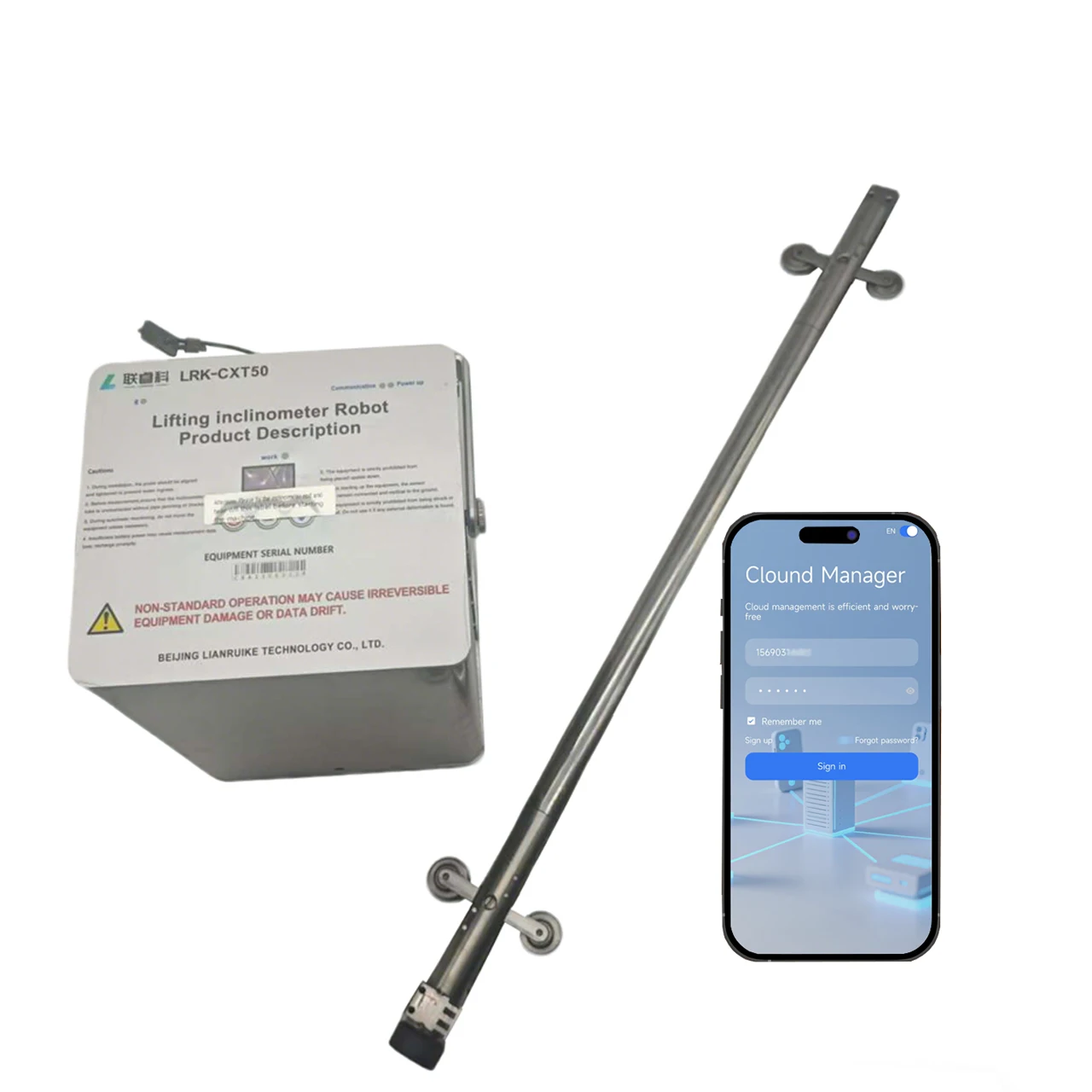 Landslide Deformation Monitoring Drilling Foundation Pit Automatic Deep Horizontal Displacement Measurement Inclinometer IP68