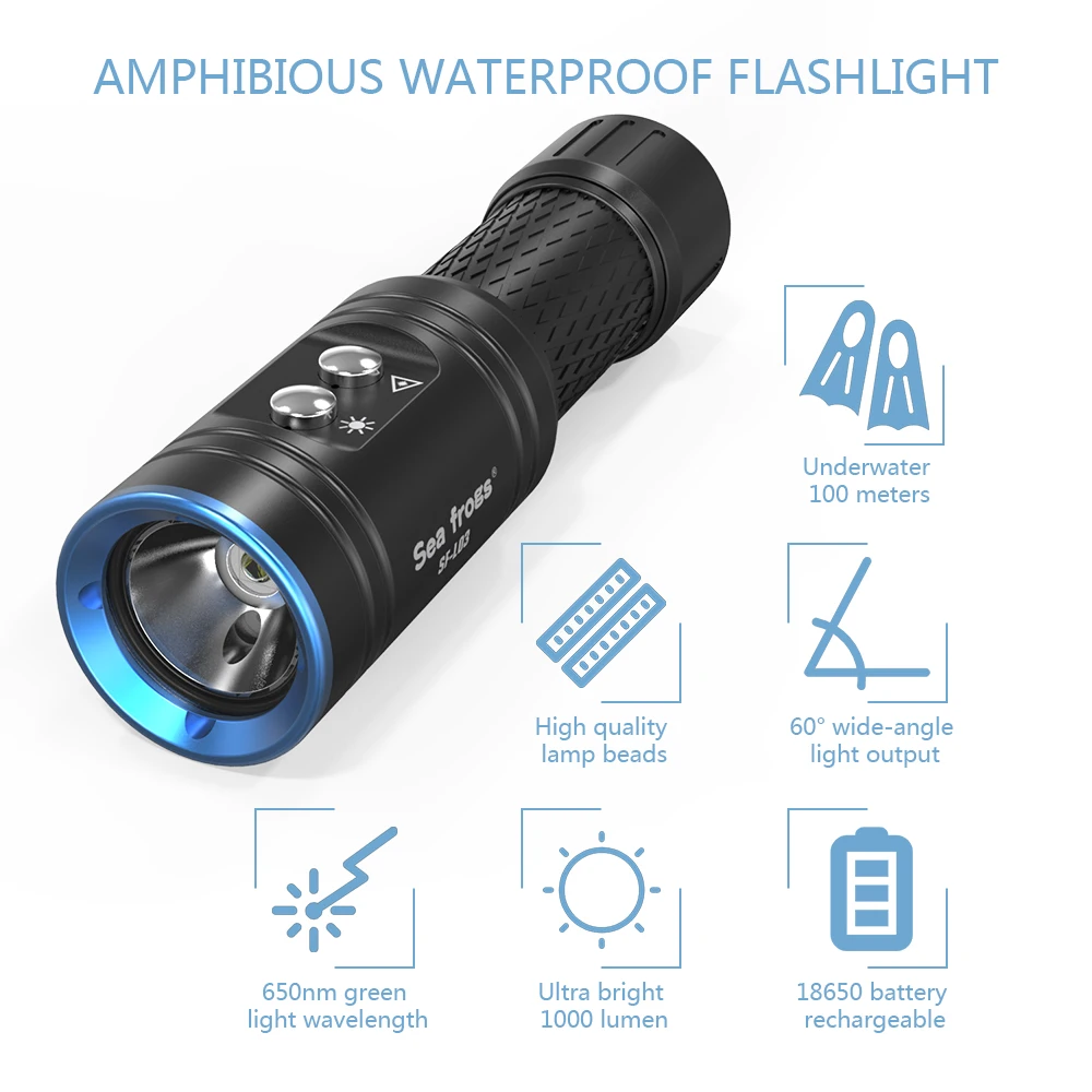 Portable Flashlight 1000LM Flash Light Speedlight 100M Waterproof Underwater Strobe Speedlight Photography Accessories