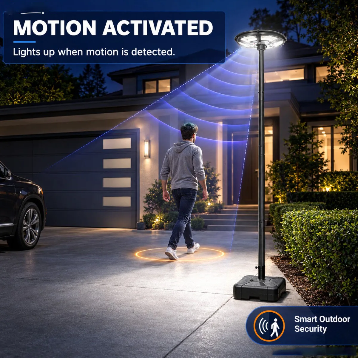 Solar Garden Lights Outdoor UFO 76/89in Solar Light Waterproof LED Landscape Lawn Lamp Adjustable Height Solar Powered Garden Pathway Light for Yard Patio Courtyard