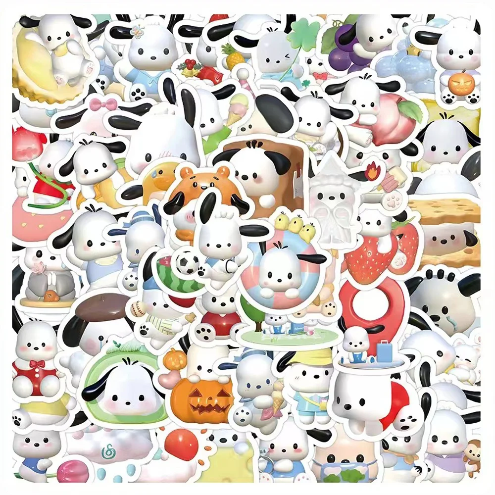 

10/30/63PCS Kawaii 3D Style Pochacco Anime Stickers Kids Toys DIY Scrapbook Laptop Stationary Bike Cute Cartoon Sticker Graffiti