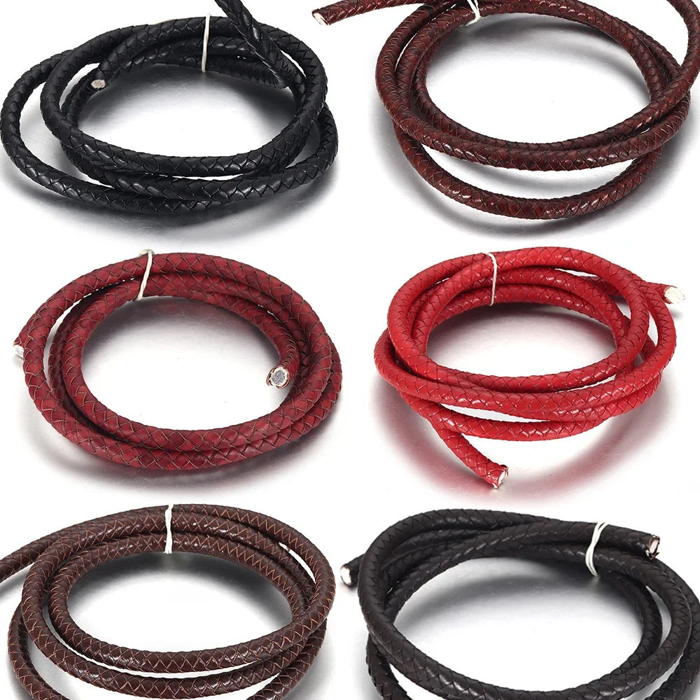 1Meter 8mm Braided Round Leather Rope Uninterrupted Cord for DIY Men Bracelet Jewelry Craft Making Leather Accessories