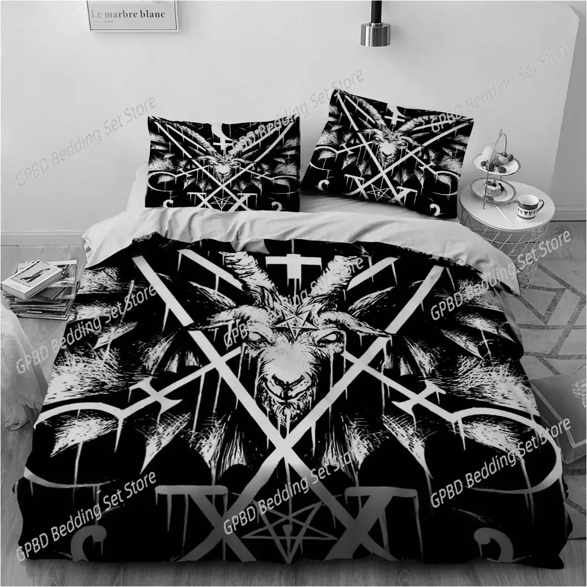 

3D Print Satanic Satan Devil Bedding Set Double Twin King Duvet Cover Comforter Pillowcase Boys Girls Adults Bedroom