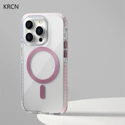 Luxury Transparent Bumper Snti-slip Case For iPhone 15 16 17 Pro Max For Magsafe Magnetic Wireless Charge Back Cover Cases