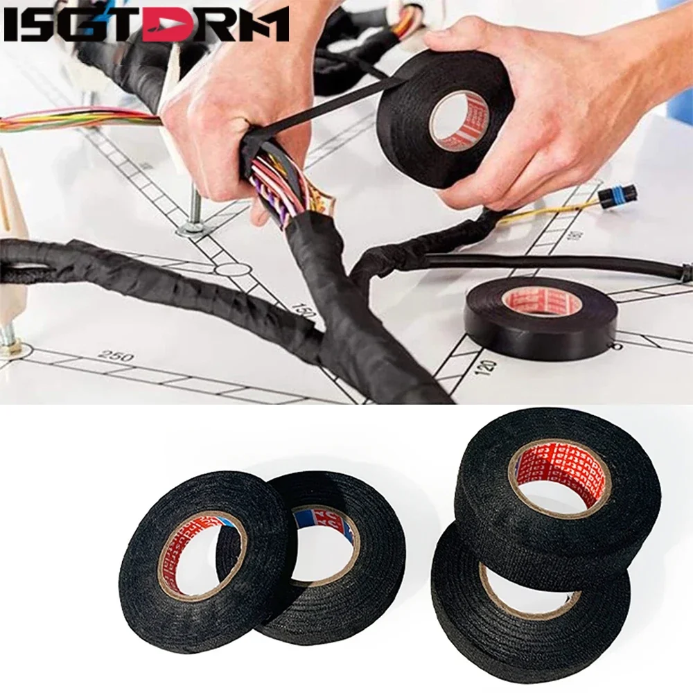Car Cable Harness Wiring Fabric Loom Electrical Heat Tape Resistant Wiring Bundle Tape Coroplast Adhesive Automotive Cloth Tape