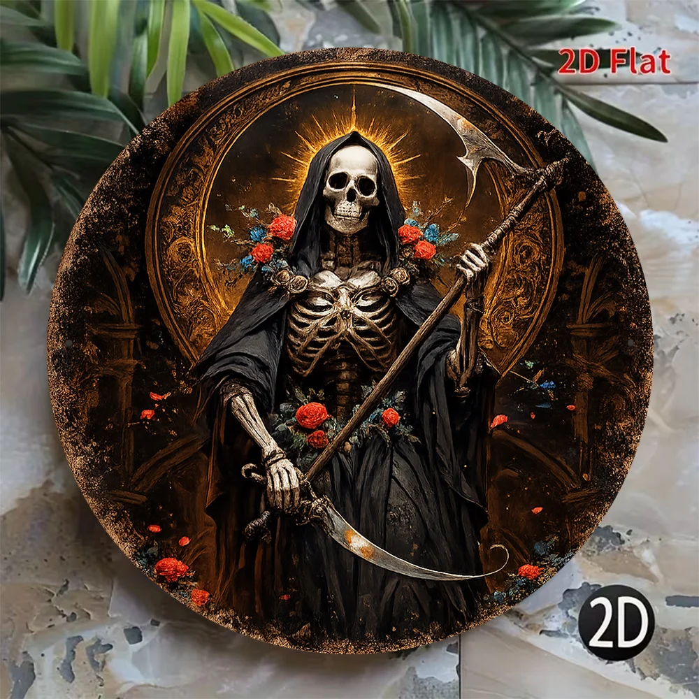 CIFBUY Gothic Skull Rose Aluminum Wall Art Waterproof Vintage Metal Sign Rustic Decor For Living Room Bedroom Bar Home Decoratio