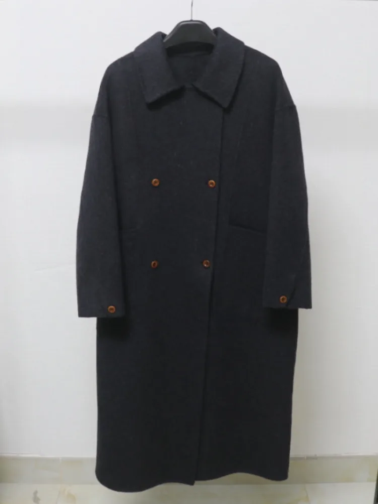 ZMEENNA – manteau en mélange de laine rose pour femme, avec boutons à Double boutonnage, col à revers, élégant et chaud, vêtements d'extérieur d'hiver, ZM4078