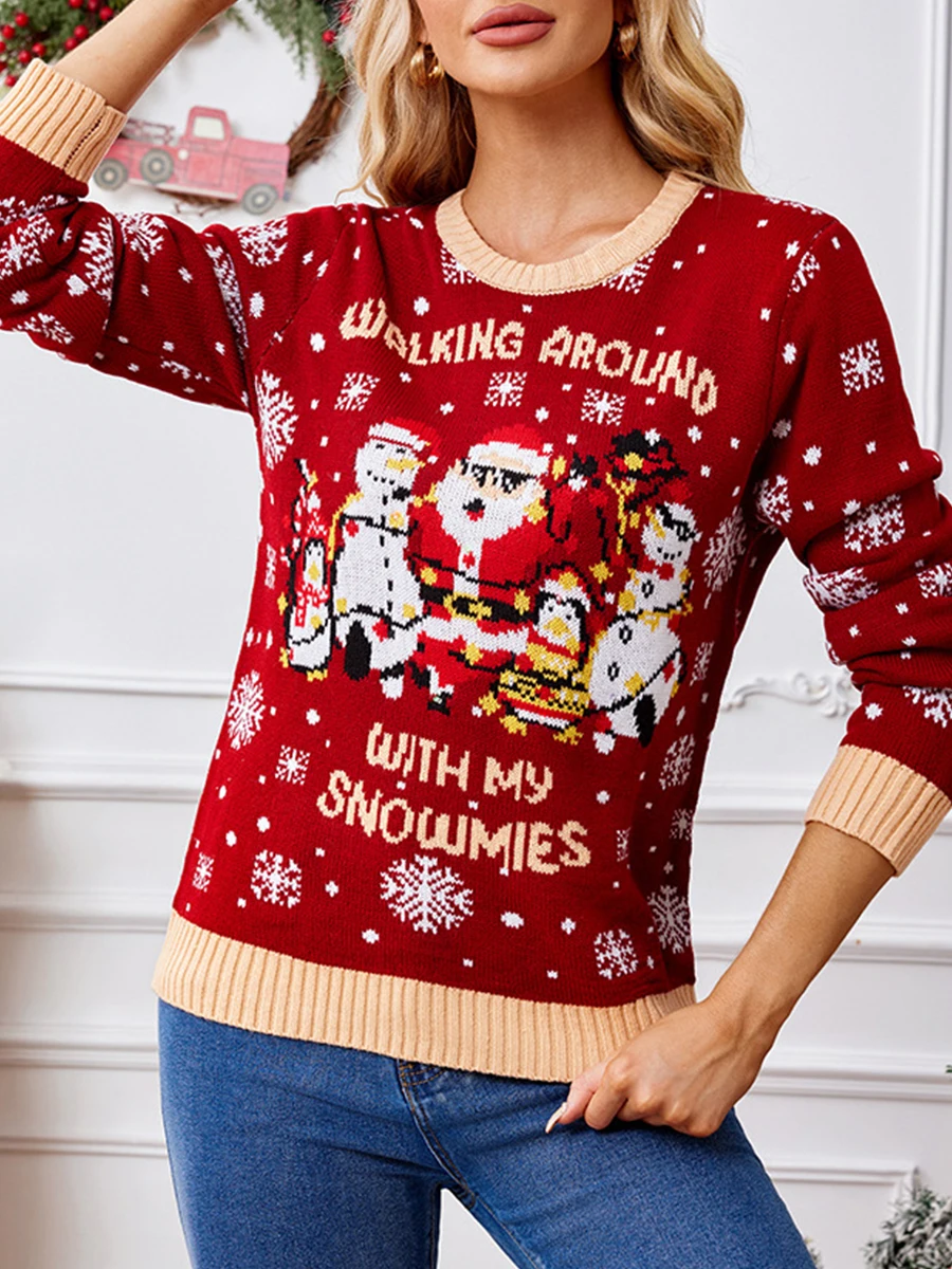 

2025,Clothes,Ugly,Sweater,Christmas,Xmas,Sweaters,Women,Burgundy,Funny,New Year,Top,Santa Claus,Jumper,Jacket,Long Sleeve,41146