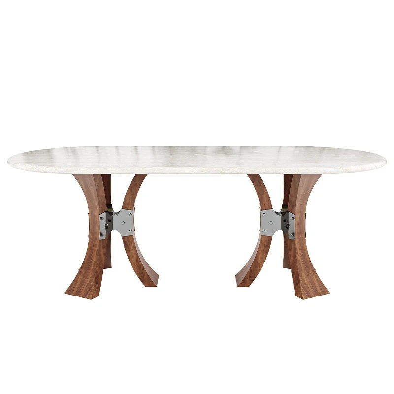 

Light luxury marble dining table, high-end modern simplicity, high-end walnut color designer dining table