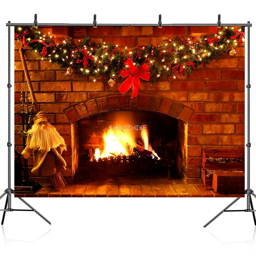 Фон для фотосъемки кирпичная стена камин деревянный огонь горящее пламя детский портрет фон для фотосессии для фотостудии