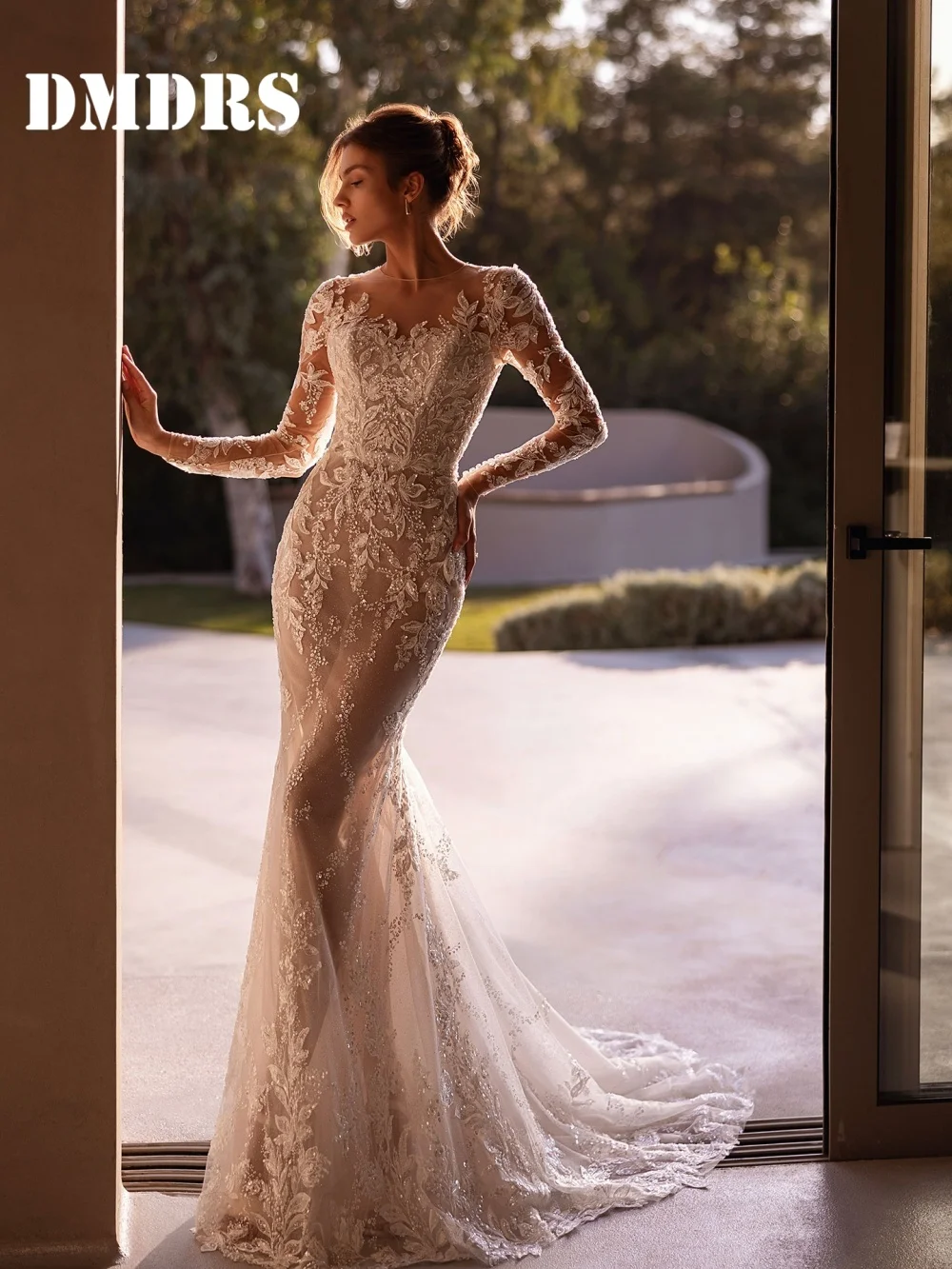 

Charming Long-Sleeve Wedding Dresses Romantic Detachable Bridal Gowns Classic Appliqué Floor-Length Wedding Gowns Vestidos De No
