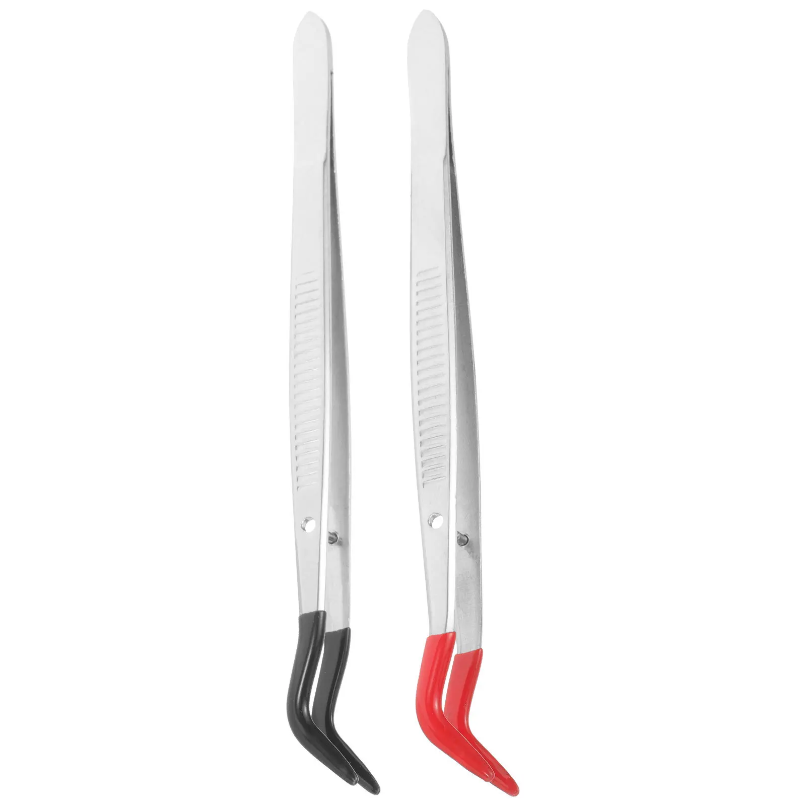 2 個ステンレス鋼スタンプピンセット曲がった先端クラフト用コイン収集ジュエリー作成つけまつげアプリケーター精密