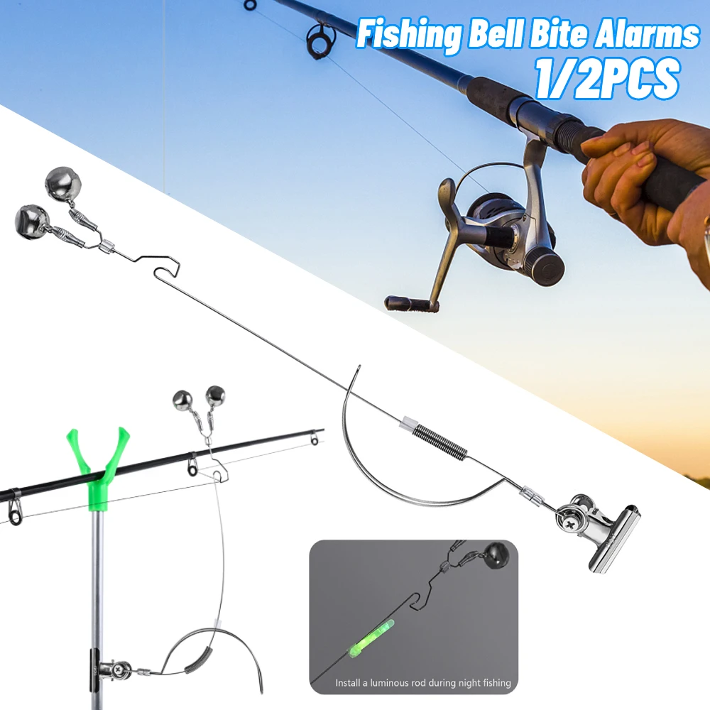 1/2Pcs Fishing Rod Bite Bait Alarm Stainless Steel Night Fishing Alarm Bells Carp Tackle Anti-corrosion Anti-rust Fishing Access