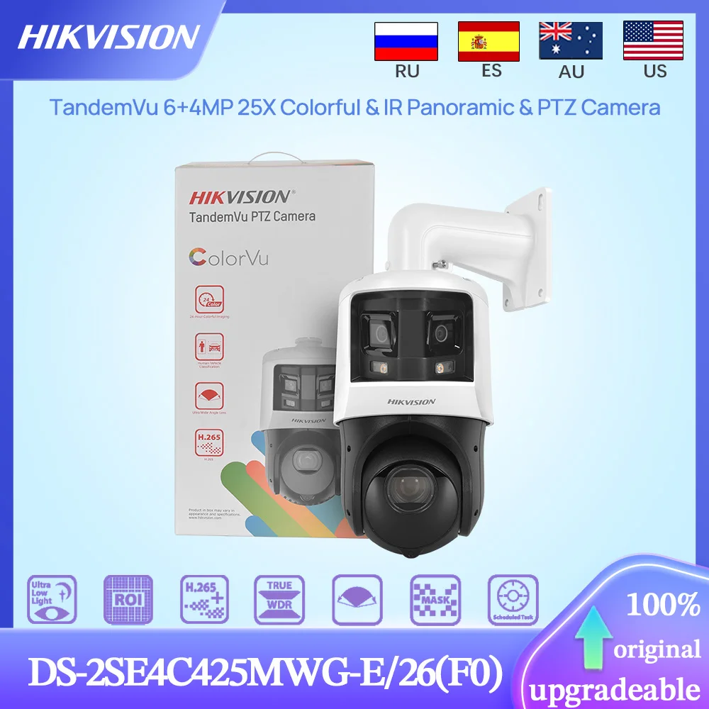 Hikvision Original DS-2SE4C425MWG-E/26(F0) TandemVu 6+4MP 25X Optical 16X Digital zoom Colorful&IR Panoramic PTZ Camera 30-100M