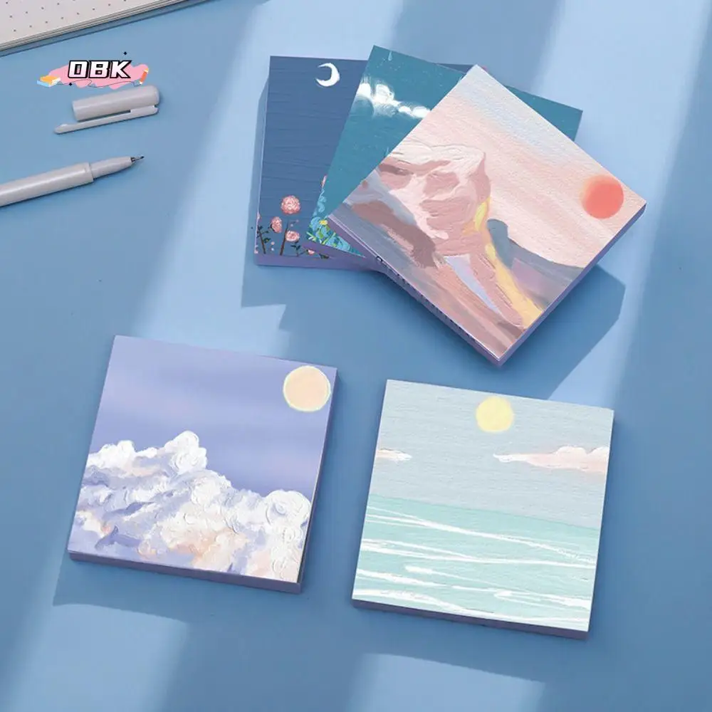 

Message Paper Message Sticky Notes Journal Landscape Series Oil Painting Memo Pad Letter N Times Scenery Writing Pads Scrapbook