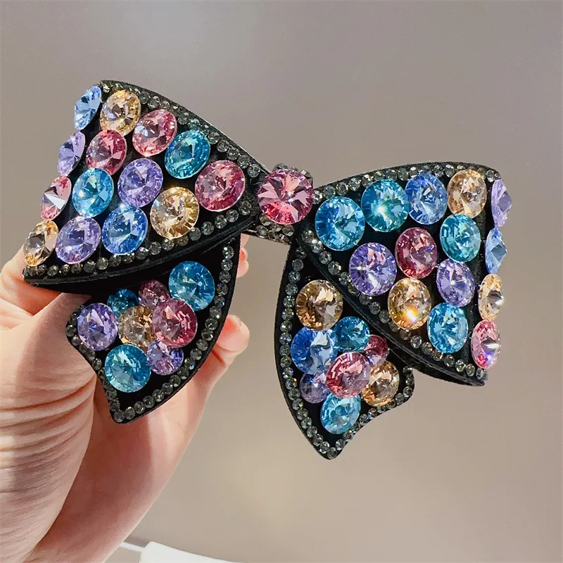 Borboleta strass cabelo garra para mulheres, liga rabo de cavalo, strass hairpin retro headwear acessórios de cabelo moda