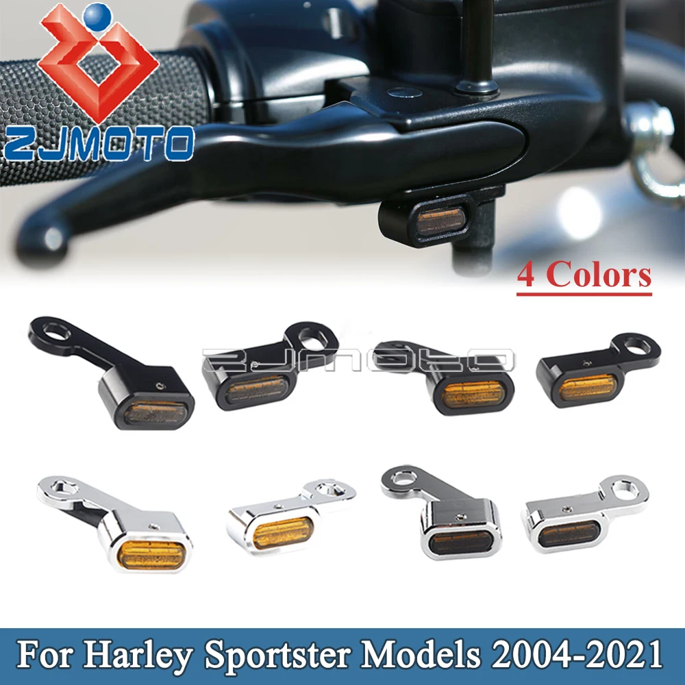 2pc Motorcycle Mini LED Turn Signals 12V Amber Handlebar Indicator Blinker For Harley Sportster XL 883 1200 Iron 48 72 Super Low