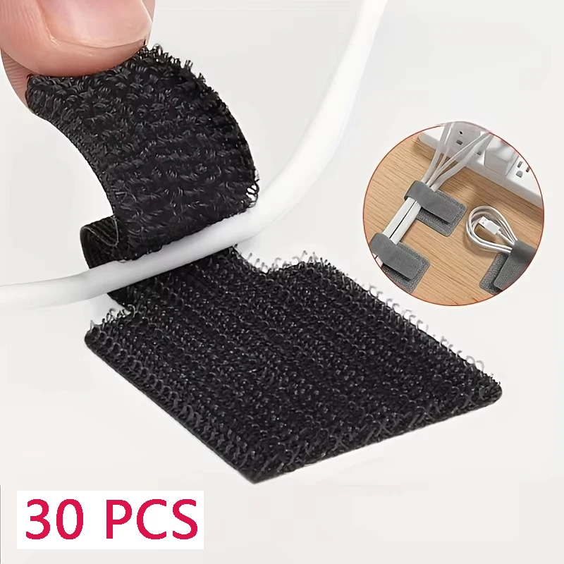 30pcs Reusable Cable Ties Home Self Adhesive Cord Organizer Desk Tidy Supplies Adjustable Hook Loop Fastener Accessory