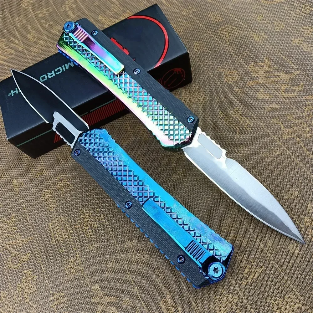 Micro Glykon Folding Pocket Knife D2 Blade Zinc Alloy Inlay G10 Handle Outdoor Camping Hunting Knives EDC Hand Rescue Tool