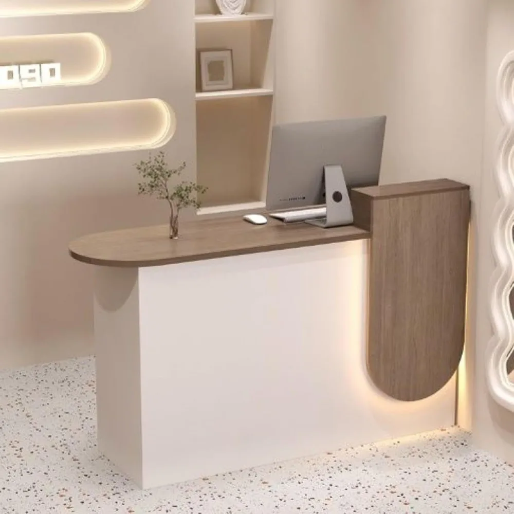 

Modern Reception Desk, Cashier Front Desk, Retail Checkout Counter, Receptionist Desk with Lockable Drawers, for Craft Shows,Dis