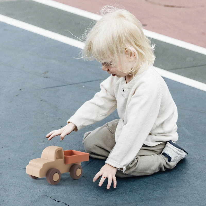 1pc dziecko samochody zabawkowe silikon bez BPA samolot ciężarówka zabawki edukacyjne Montessori chłopiec dziewczynka dziecko 0-12 miesięcy zabawka prezent dla noworodka