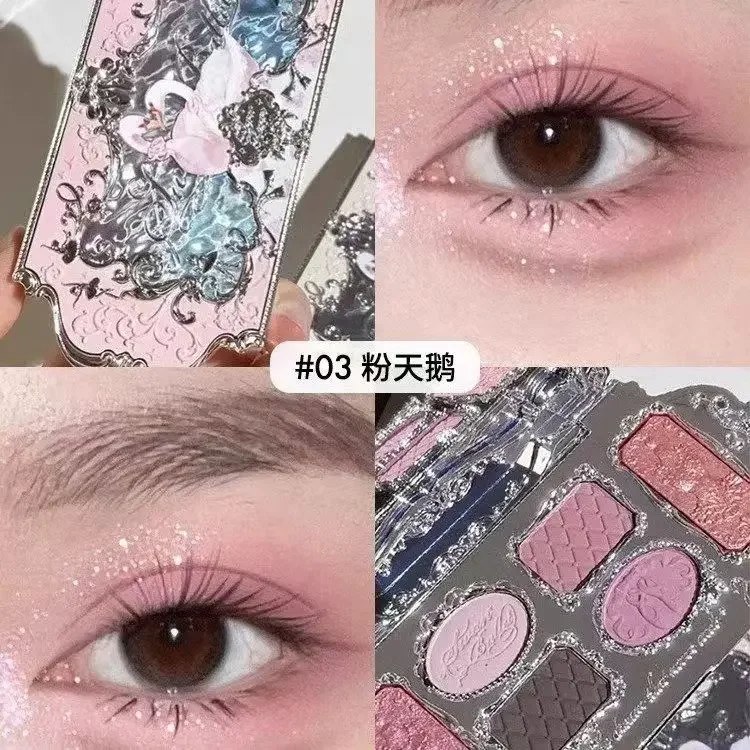 Flower Knows Swan Ballet Series Cosmetics 6 Color Eyeshadow Palette Matte Pearl Face Palette Glitter Palette Makeup