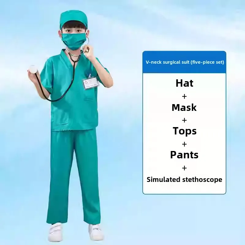 Costume cosplay per bambini Abiti chirurgici per bambini Abbigliamento medico Cappotto bianco Baby Doctor che gioca Abito da infermiera per ragazzi e ragazze