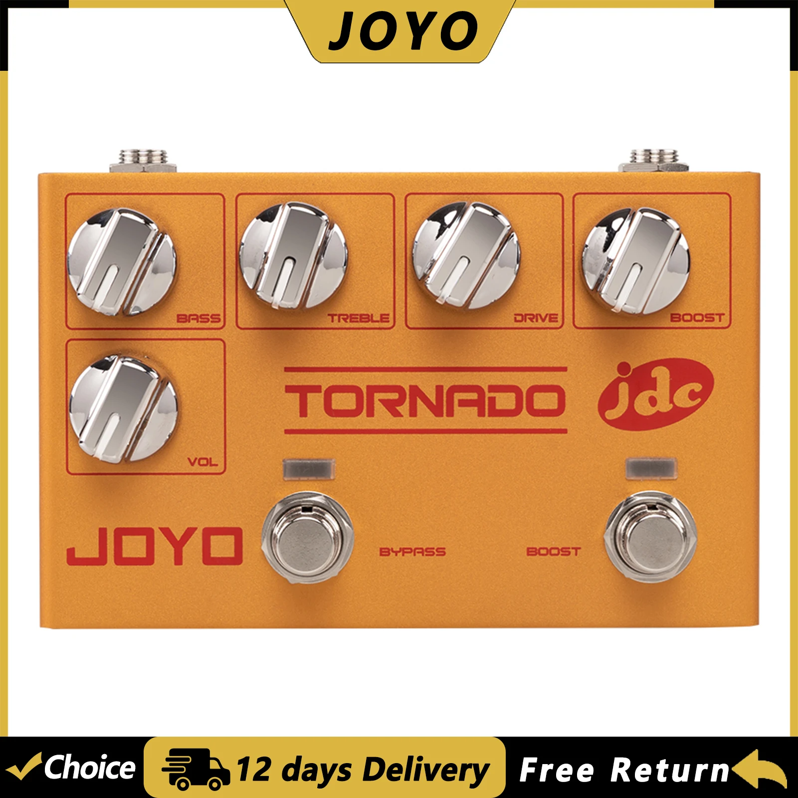 JOYO R-21 TORNADO Guitar Overdrive Effect Pedal Dual Channel DRIVE & BOOST Clean Smooth Rich Overtone for Electric Guitar