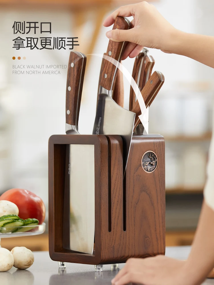 Kitchen countertop solid wood knife storage rack Household knife base Ventilation mould proof drainage knife rack knife case