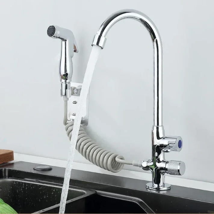 

Одиночный кухонный смеситель для холодной воды на палубе 360° ° Насадка-распылитель с вращающимся потоком, смеситель для кухонной раковины, набор пистолетов-распылителей для душа