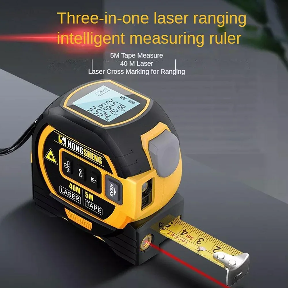 3 In 1 Laser Tape Measure Rangefinder 5m Tape Ruler Infrared High-precision Intelligent Electronic Ruler Building Distance Meter