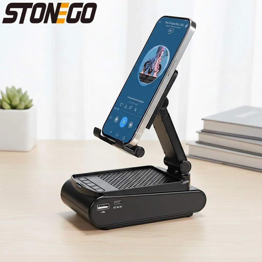 

Беспроводная подставка для телефона 51 Speaker Phone Holder с регулируемой высотой, настольная, 1500 мАч, совместима с телефонами и планшетами