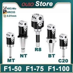 OUIO F1 보링 헤드 보링 도구 거치대, F1 보링 바, MT2, MT3, MT4, MT5, C20, C25, BT30, BT40, NT30, NT30, NT40, R8, 50mm, 75mm