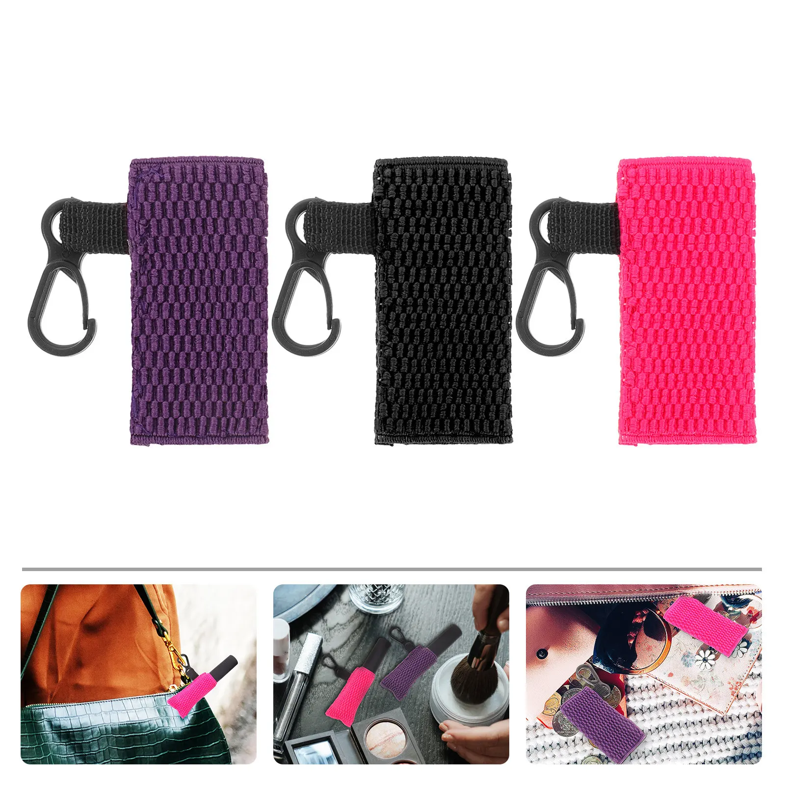 3Pcs Lipstick Protective Cover Keychain Convenient Lip Balm Holder Lightweight Clip on Small Carrying Sleeve Lipstick Protector