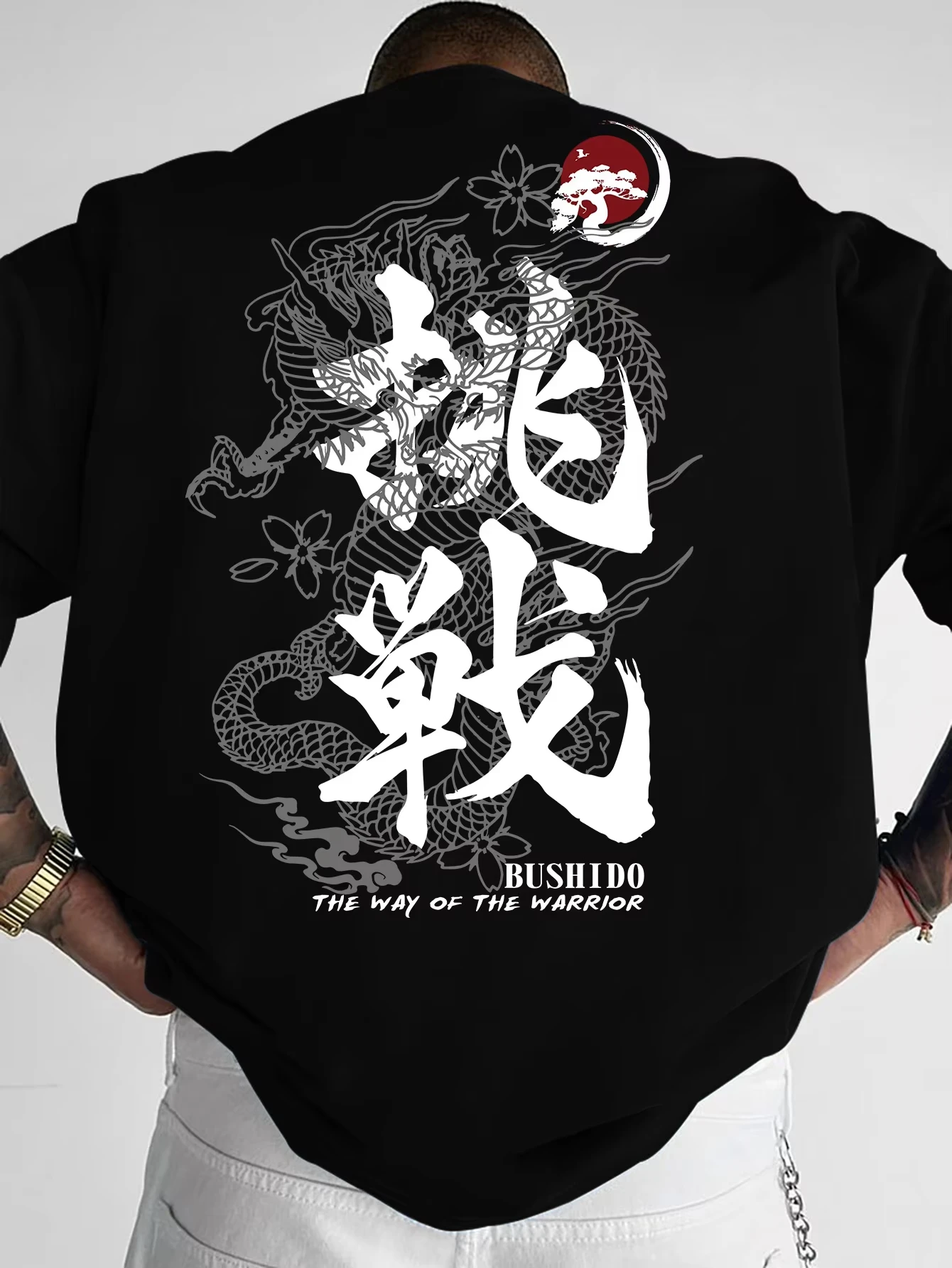 2026 Heißer Verkauf Herren T-Shirt Street Style Kurzarm-Oberteil mit Drachenmuster-Print – Ideal für den Sommer, Alltag und Freizeit – Detail 3