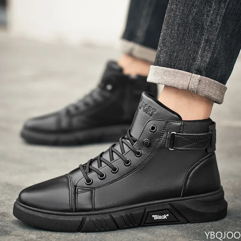 New spring autumn simple comfortable high top men's shoes casual trendy versatile retro warm cotton shoes - view 2