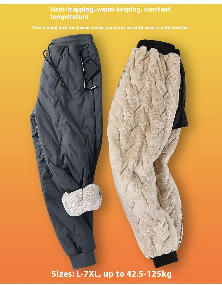 FL Winter Thickened Women Pants Long Warm Solid Color Straight Trousers Cold Resistance Ladies Plush Sports Long Drawstring Pant