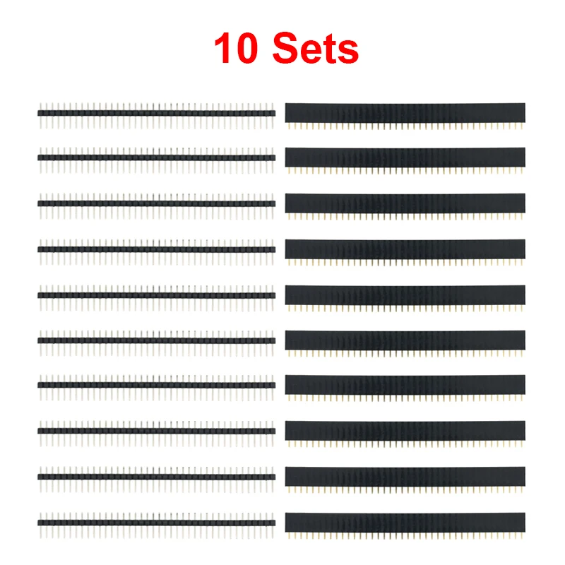20 Pcs 10 Pairs 40 Pin 1x40 Single Row Male And Female 2.54 Breakable Pin Header PCB JST Connector Strip For Arduino DIY Kit