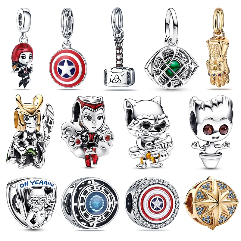 Abalorio De Plata De Ley 925 De Marvel, cuentas De guardianes De la galaxia, compatible con pulsera Pandora Marvels, joyería para hacer regalos