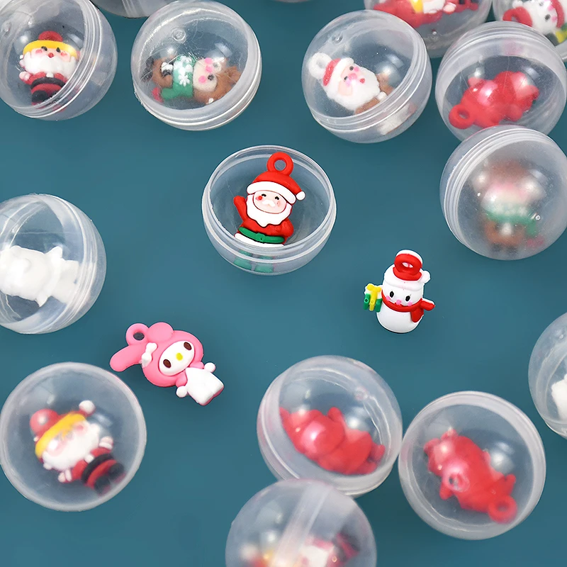 10 ชิ้นตุ๊กตาคริสต์มาส Gacha ของเล่นโปร่งใส Twisted Egg สําหรับ Mini Claw เครื่องของเล่น Carnival Xmas ของขวัญเด็กวันเกิด Party Favors