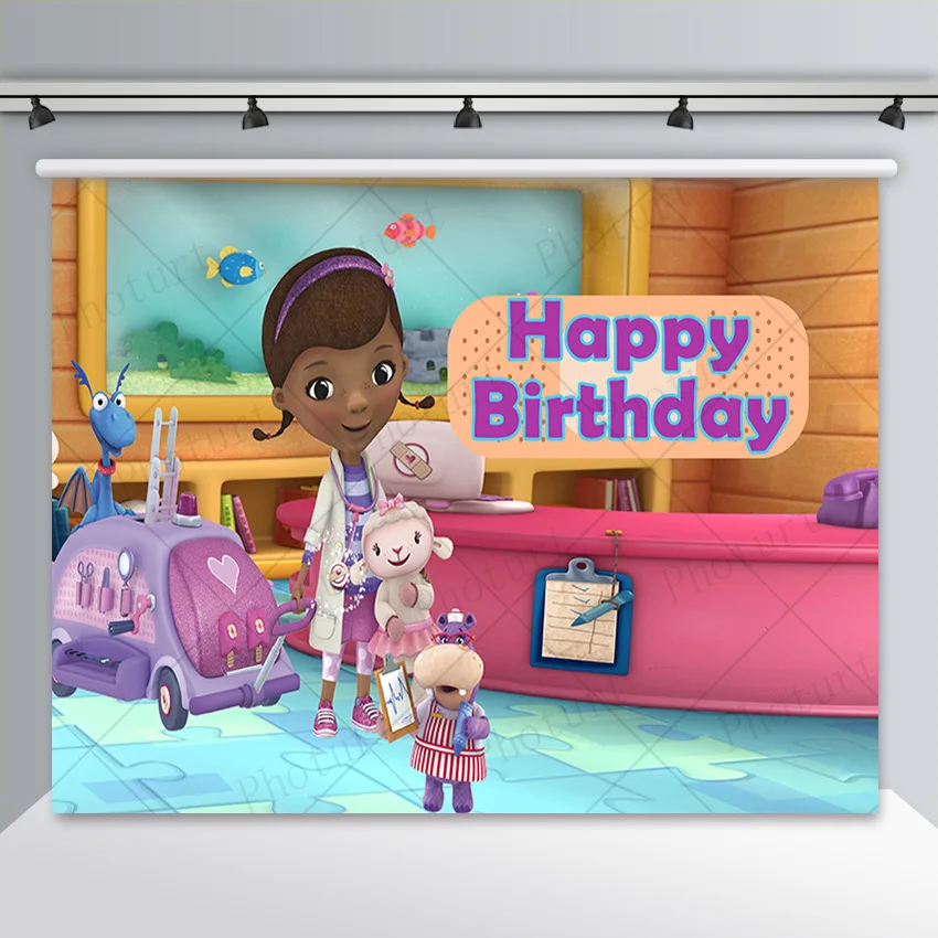 Disney Custom Doc Mcstuffins Photography Backdrop Kids Birthday Party Photo Background Nurse Toy Banner Vinyl Studios Props