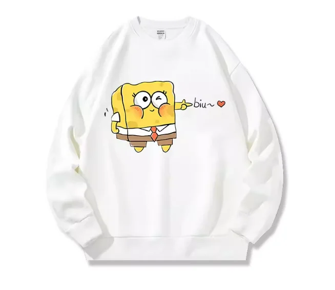 

New Different Couple Clothes Cartoon Sponge Baby Couple Outfit Autumn Outfit Loose Round Neck Pullover Jacket Cotton 2025