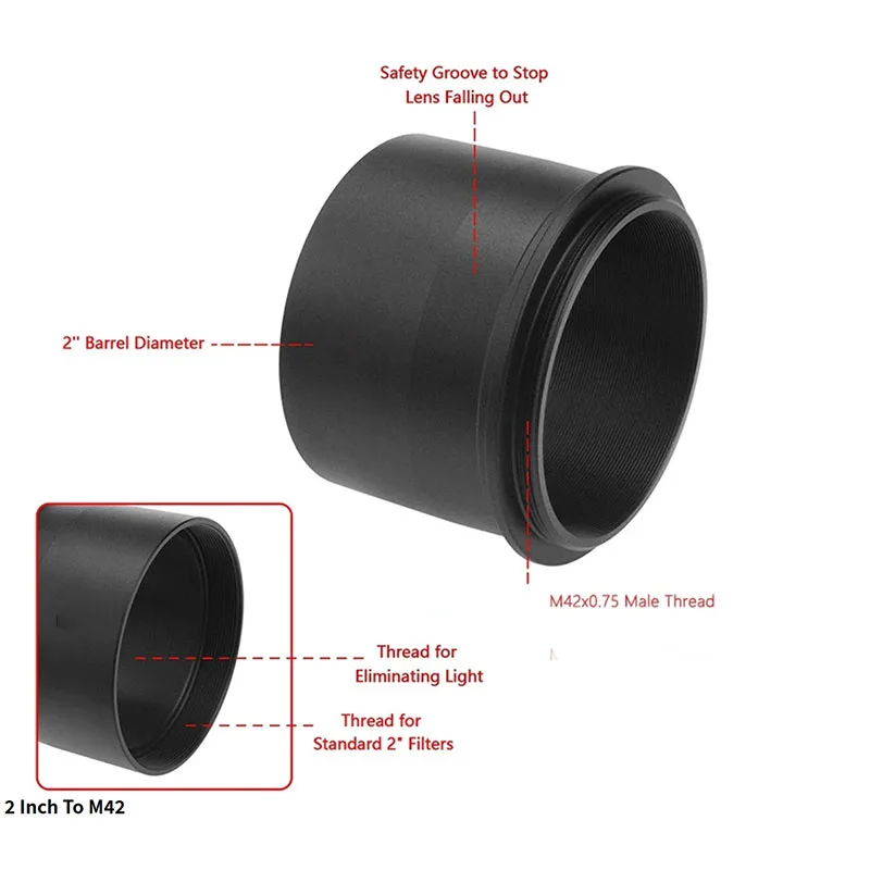 2-дюймовый адаптер для камеры M42 X0,75, окуляр астрономического телескопа, Т-образное кольцо для астрономической фотографии