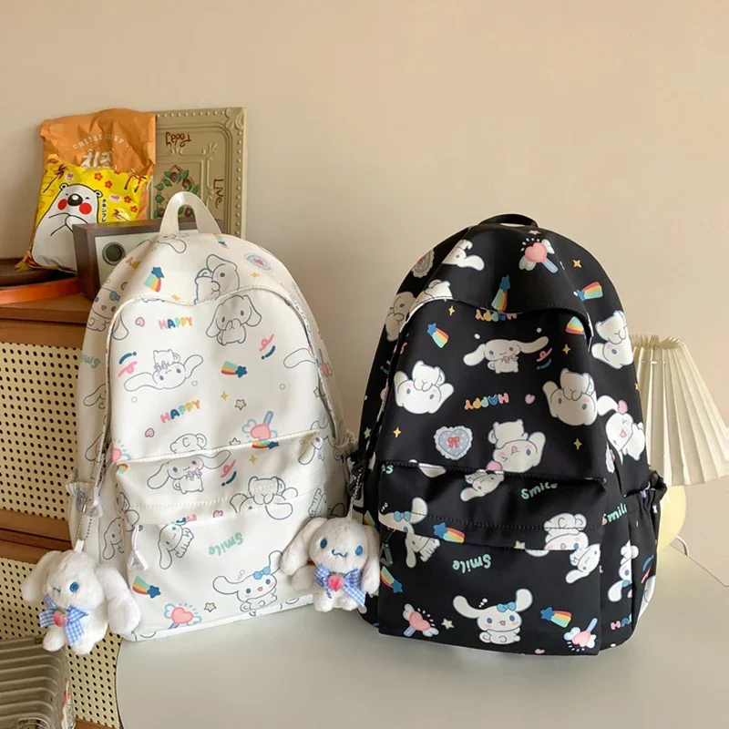 Sanrio mochila escolar para niña, morral de Anime Cinnamoroll para estudiante de secundaria, Kawaii de alta capacidad, impermeable, bolsa de viaje