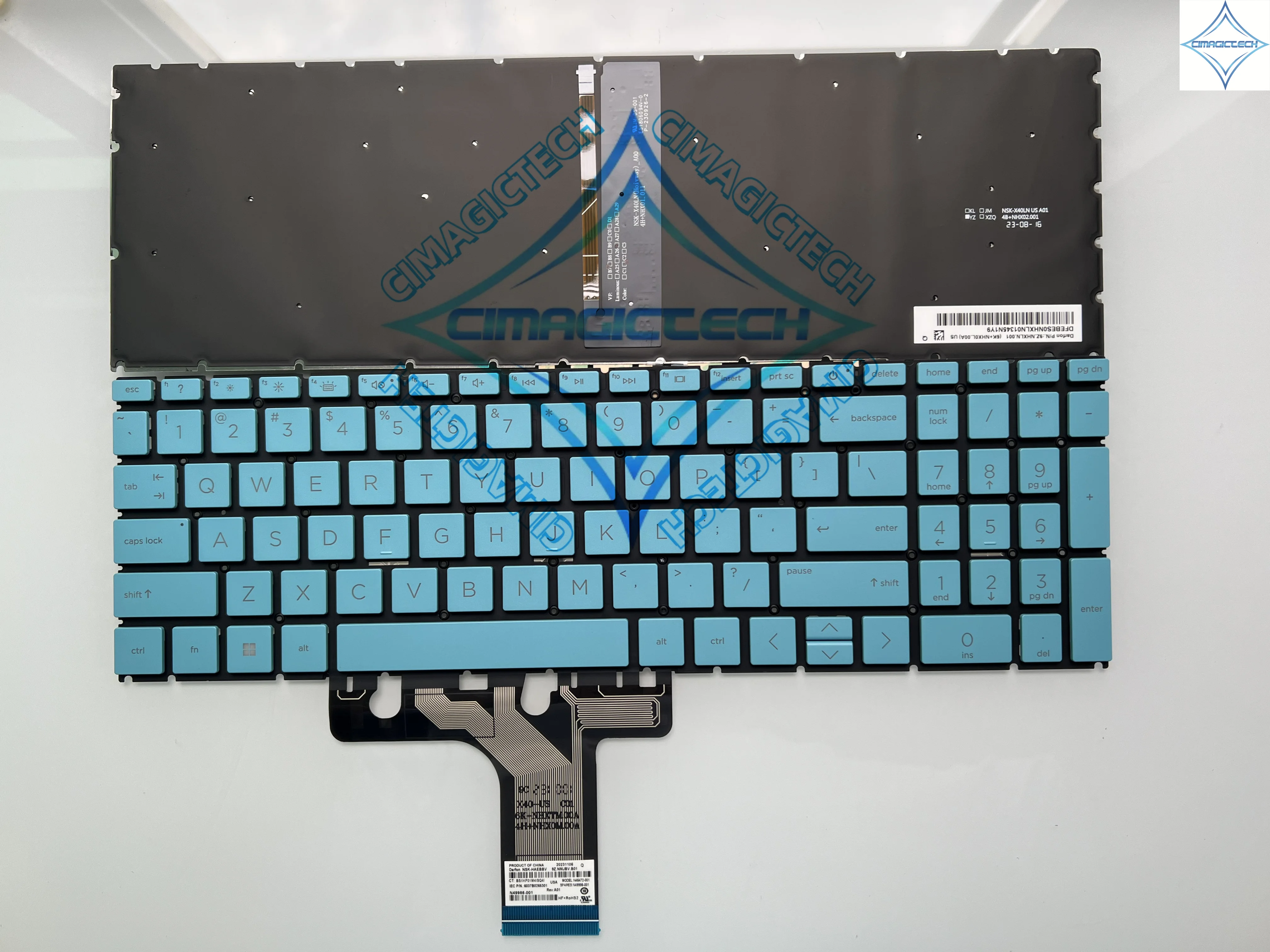 YH New US English Russian Blue Backlit For HP Pavilion 15-EH 15-EG 15