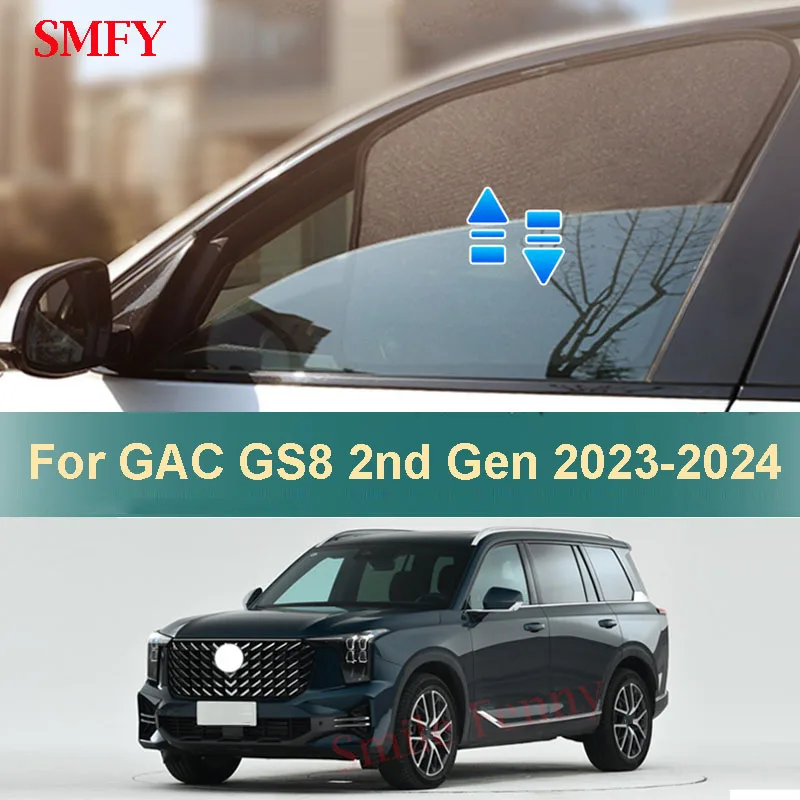 

For Trumpchi GAC GS8 2nd Gen 2023 2024 Magnetic Sunshade Car Side Window Sun Visor Mesh Curtains Sunscreen Insulation Cover